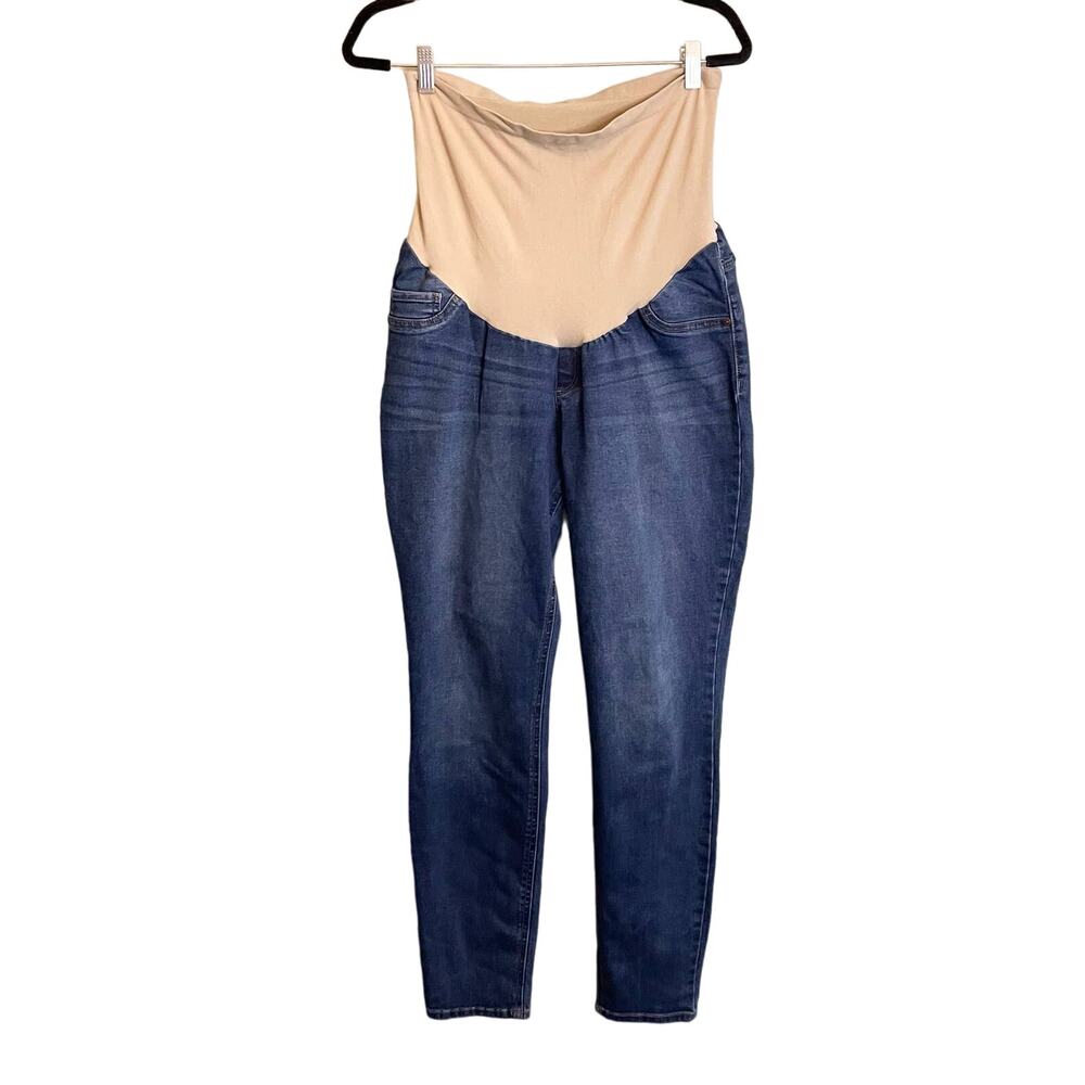 Indigo Blue Maternity Jeans Womens 1X Plus Denim Pregnancy Belly Band